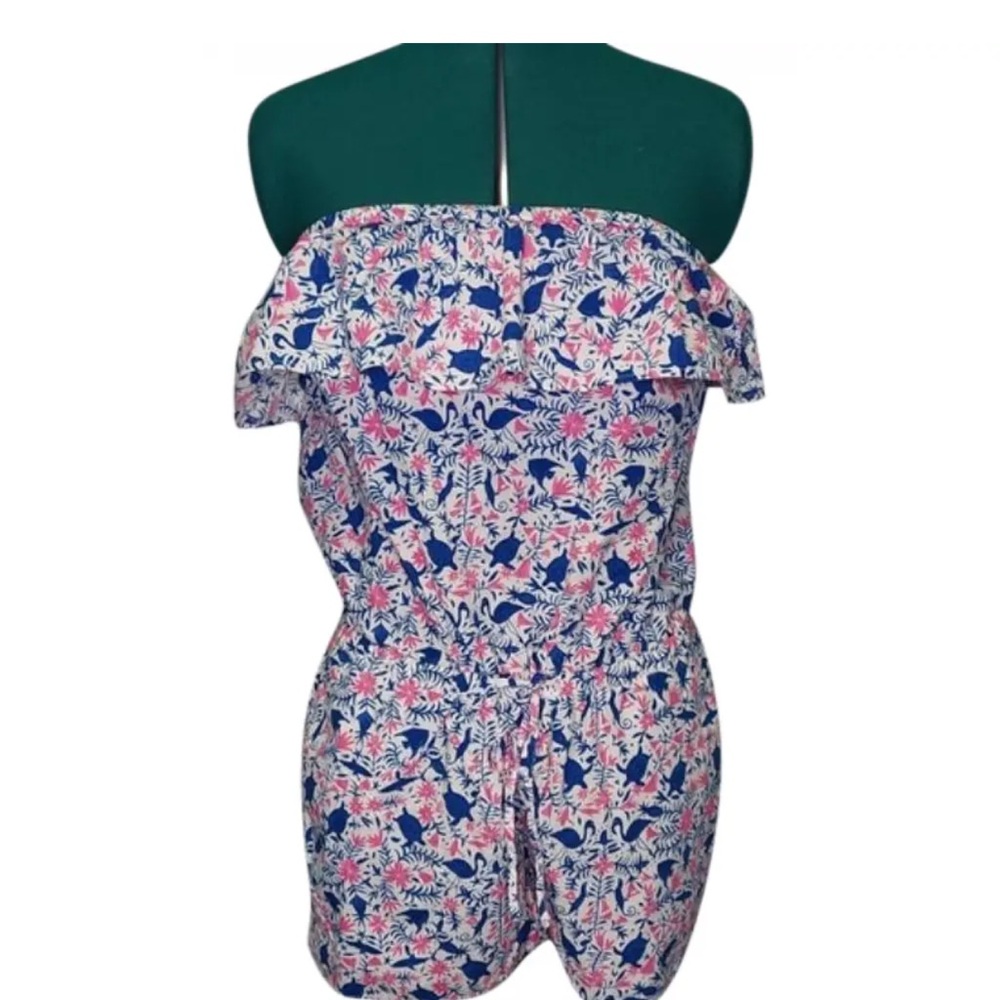 Vineyard Vines Navy Pink White Floral Strapless Romper